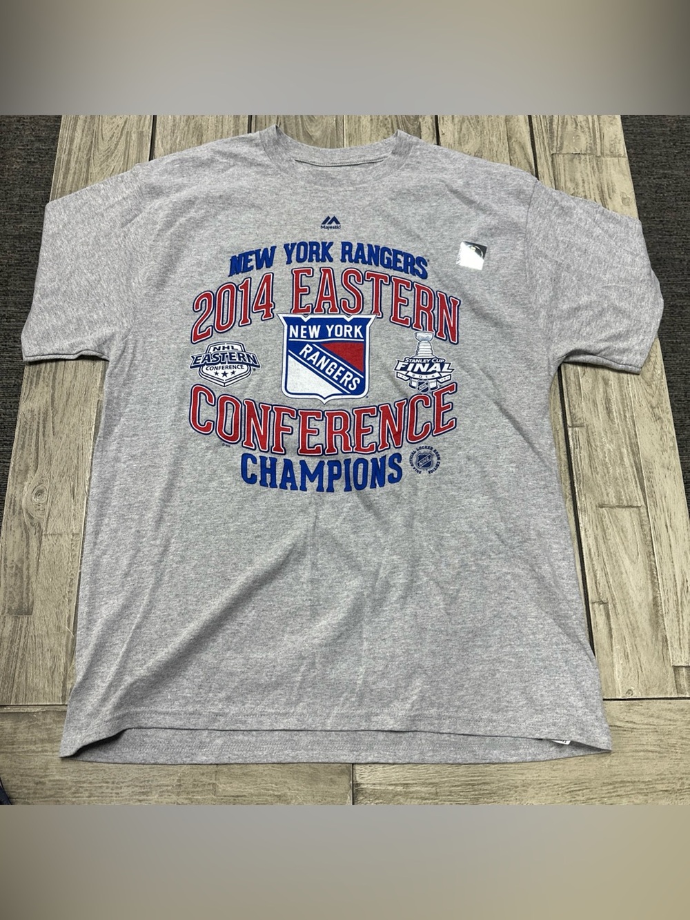 2014 Majestic New York Rangers Eastern Conference Champs Shirt L Vintage NHL